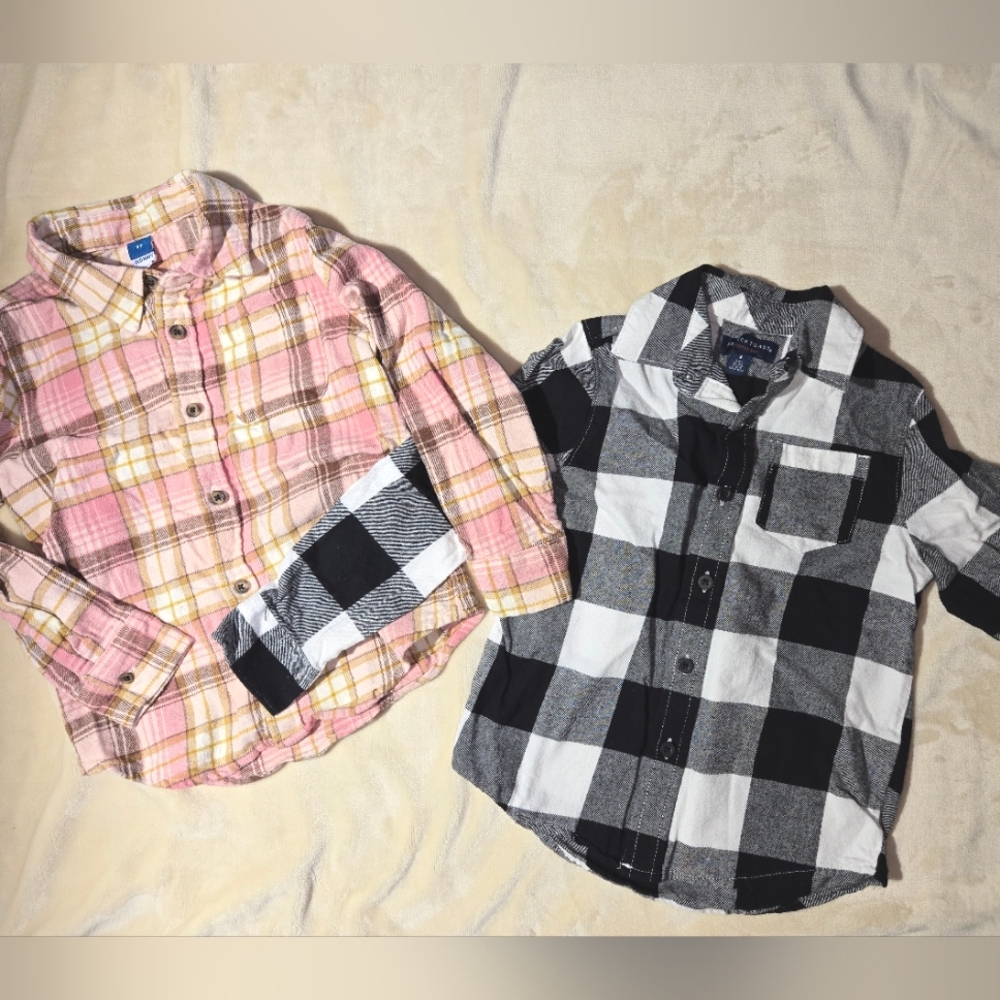 Plaid Kids Shirts - Pink and Black